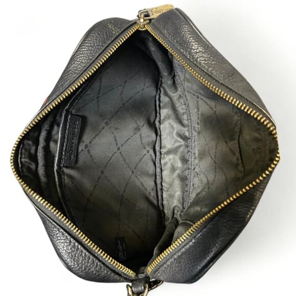 MICHAEL KORS - Small Leather Black/Gold Crossbody Bag Adjustable Strap - Picture 2 of 4